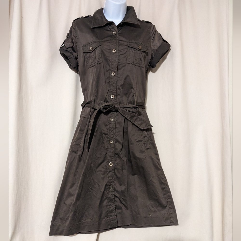 Calvin Klein Dark Army Green Button-Up Dress